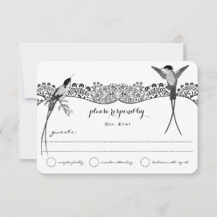 Bruidsreactie Hummingbird Love Bird Huwelijk RSVP Kaartje