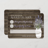 Bruidsreactie met Baby's Breath en Lavendel RSVP Kaartje (Voorkant / Achterkant)