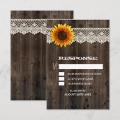 Bruidsreactiekaarten met Barn Wood en Lace Sunflow RSVP Kaartje (Voorkant / Achterkant)