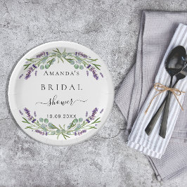 Bruidsregenboog lavendel eucalyptus groen papieren bordje