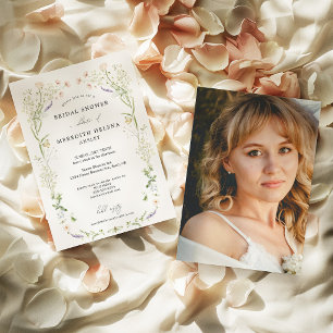 Bruidsreportage met vintage rustieke wilde bloemen kaart