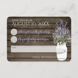 Bruidsrespons met Baby's Breath en Lavendel RSVP Kaartje