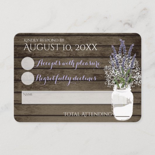 Bruidsrespons met Baby's Breath en Lavendel RSVP Kaartje (Voorkant)