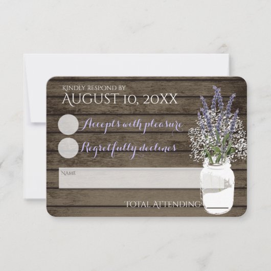 Bruidsresponse met Baby's Breath en Lavendel RSVP Kaartje (Voorkant)