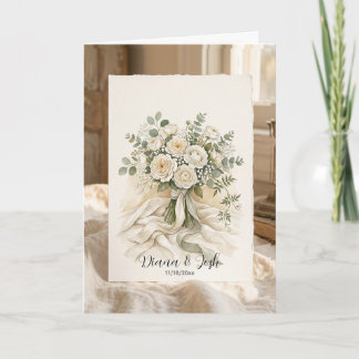 Bruidsroos Boeket Bruiloftsbloemen Bedankkaart Kaart