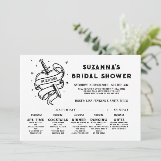 Bruidsroute Bachelorette Rock-n-Roll Heart Kaart (Staand voorkant)