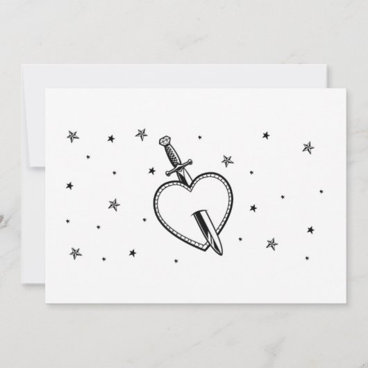 Bruidsroute Bachelorette Rock-n-Roll Heart Kaart (Achterkant)