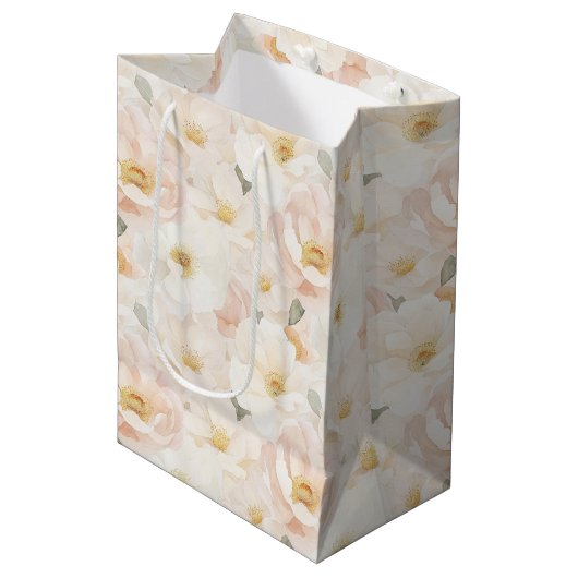 Bruidsroze Bloemen Bruiloft Feest Medium Cadeauzakje (Voorkant Gekanteld)