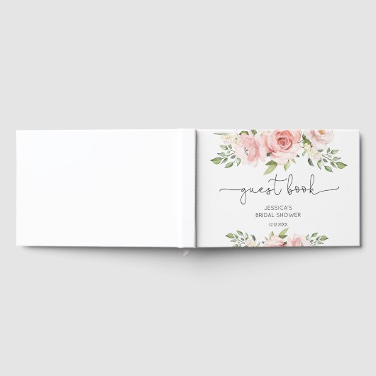 Bruidsroze bloemige bruiloft gastenboek (Volledig)