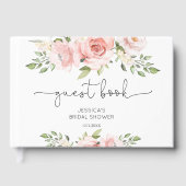 Bruidsroze bloemige bruiloft gastenboek (Voorkant)