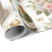 Bruidsroze Champagne Bruiloftsfeest Patroon Cadeaupapier (Rol Hoek)