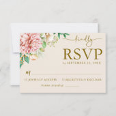 Bruidsroze watercolor hortensia bruiloft reactieka RSVP kaartje (Voorkant)