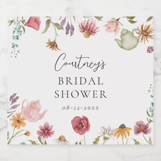 Bruidssalon Champagnetiket Bloemige Thee Sparkling Wijnetiket (Enkel label)