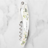 Bruidssalon met groene witte rozen kurkentrekker (Voorkant)