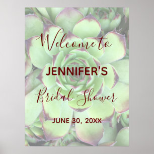 Bruidssalonfoto met groene succulent en burgundy t poster