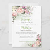 Bruidsschatje Blush | Groene Achtergrond | Trouwen Kaart (Voorkant)