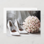 Bruidsschoenen en Rose Bouquet Trouwdag Briefkaart (Voorkant / Achterkant)