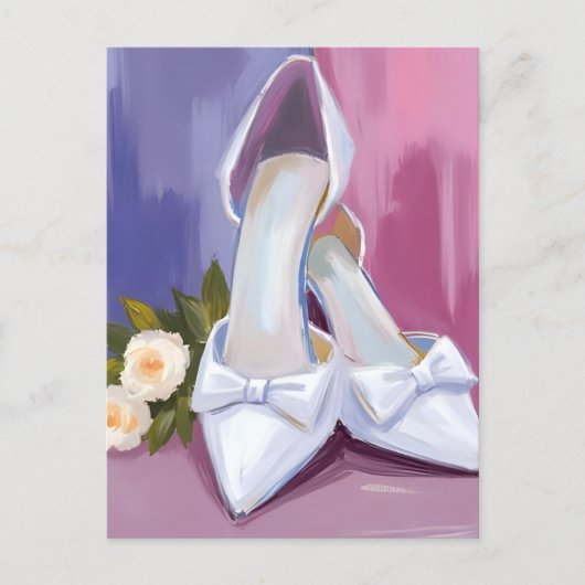 Bruidsschoenen | Witte Boog Roos Waterverf Trouwfe Briefkaart (Voorkant)