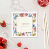 Bruidsservet met levendige wilde bloemen servet (Insitu)