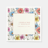 Bruidsservet met levendige wilde bloemen servet (Voorkant)