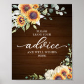 Bruidsshower Adviesbord met Groene Zonnebloemen Poster (Voorkant)