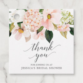 Bruidsshower bedankingskaartje met Roze Hortensia Bedankjes Labels