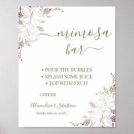 Bruidsshower bord 'Floral Lines Mimosa Bar' Poster