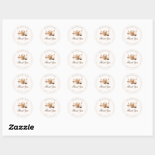 Bruidsshower Dank Je Wel Coffee Thema Ronde Sticker (Vel)