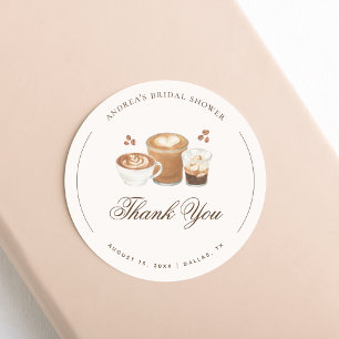 Bruidsshower Dank Je Wel Coffee Thema Ronde Sticker