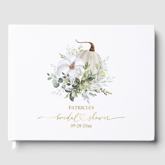Bruidsshower gastboek met pompoen herfst groen gastenboek (Voorkant)