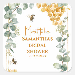 Bruidsshower met honingraat en eucalyptus 'Bestemd Vierkante Sticker