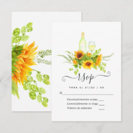 Bruidsshower met proeverij van zonnebloemwijn RSVP kaartje