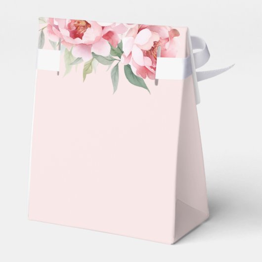 Bruidsshower met Roze Bloemen en Strik Bedankdoosjes (Achterkant)