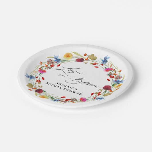 Bruidsshower met wilde bloemen op maat papieren bordje (Gekanteld)