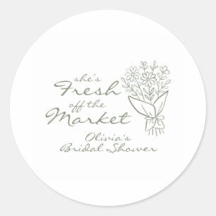 Bruidsshower: Net van de Markt Ronde Sticker