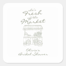 Bruidsshower: Net van de Markt Vierkante Sticker