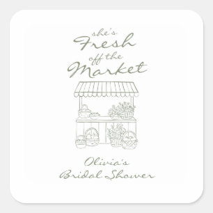 Bruidsshower: Net van de Markt Vierkante Sticker