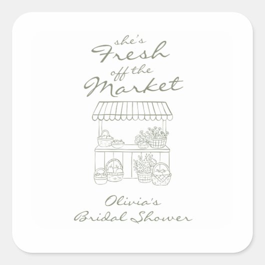 Bruidsshower: Net van de Markt Vierkante Sticker (Voorkant)