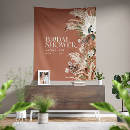 Bruidsshower pampas modern elegant terracotta wandkleed