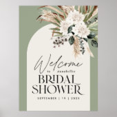 Bruidsshower pampasgras moderne saliegroene schuim poster (Voorkant)