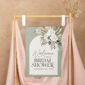 Bruidsshower pampasgras moderne saliegroene schuim poster