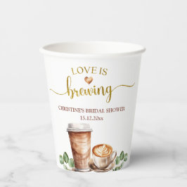 Bruidsshower papieren bekers 'Coffee Love is Brewi