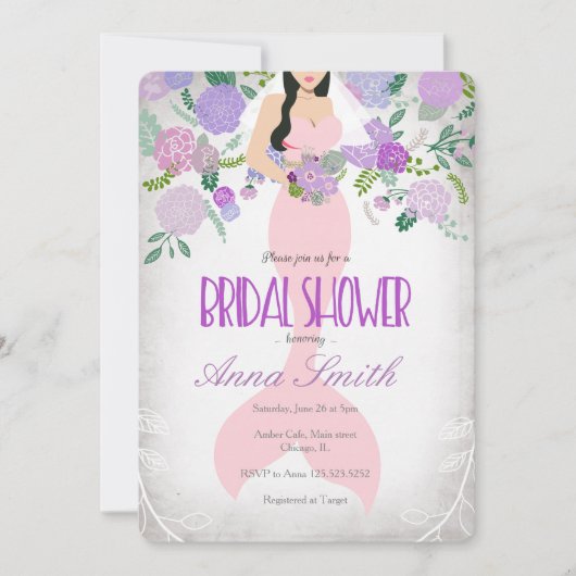 Bruidsshower uitnodiging zeemeermin onder de zee (Voorkant)