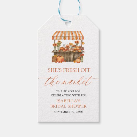 Bruidsshower 'Verse Oogstpompoen Rechtstreeks van Cadeaulabel (Voorkant)