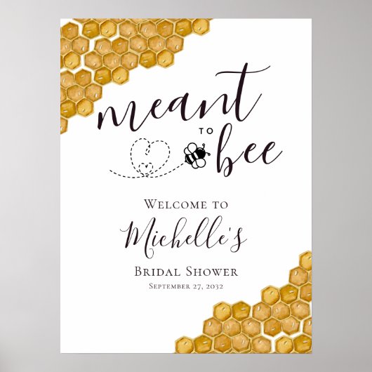 Bruidsshower Welkom Bord 'Meant to Bee' Poster (Voorkant)