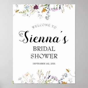 Bruidsshower Welkomstbord Bij en Wilde Bloem Poster