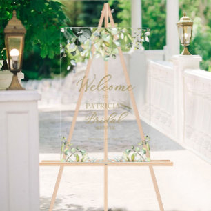 Bruidsshower Welkomstbord met Groene Decoratie