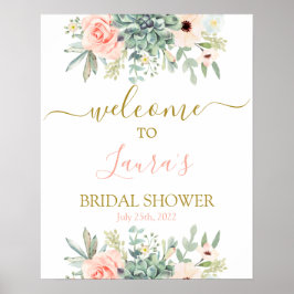 Bruidsshower welkomstbord met succulenten poster