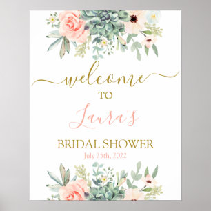 Bruidsshower welkomstbord met succulenten poster