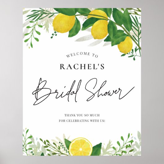 Bruidsshower welkomstbord met verse citroen poster (Voorkant)